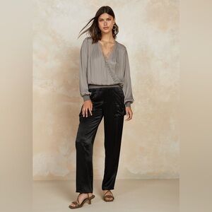 NWT Current Air Lightweight Black Relaxed Fit Straight Leg High Rise Pants Sz L